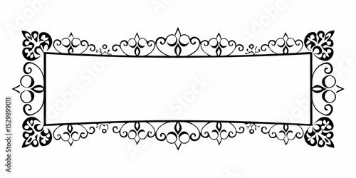 Intricate Middle Eastern Decorative Border for Text or Name Plate, Inspired by Persian Miniatures