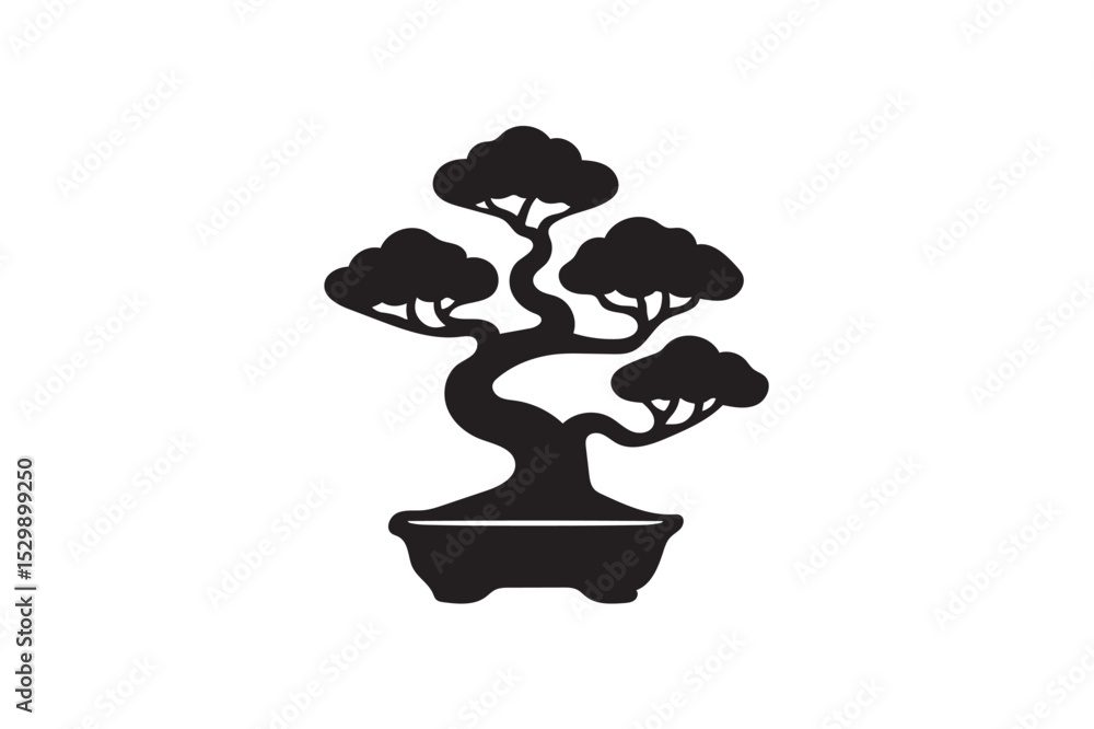 Bonsai vector silhouette on white background. Bonsai vector silhouette on white background.