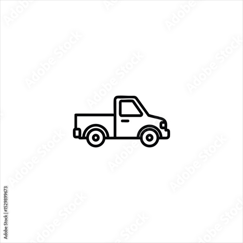 Pickup Truck Profile Line Art Icon