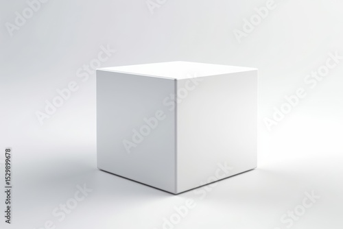 Product podium made from concrete cube isolated on a white background. 