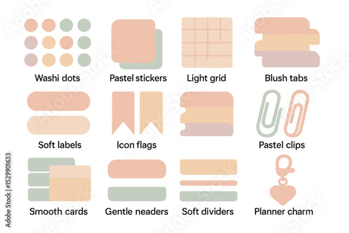 Colorful pastel planner accessories and organizational supplies