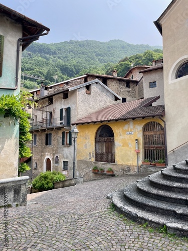 Panoramic view of Perledo, Lake Como, Italy.