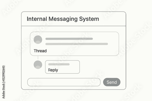 Internal messaging system user interface with chat thread and reply functionality