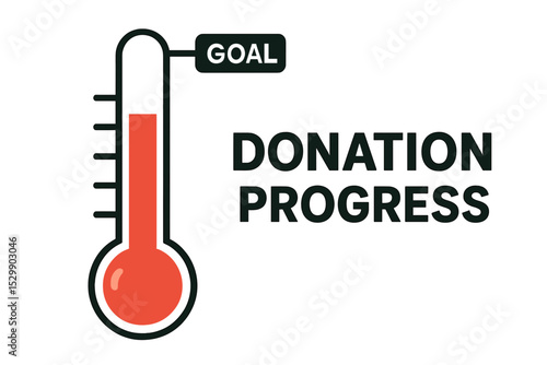 Donation progress thermometer reaching goal