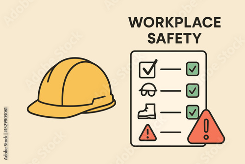 Hardhat and checklist highlight essential workplace safety measures