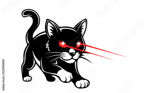 cunning cat with red laser eyes illustration