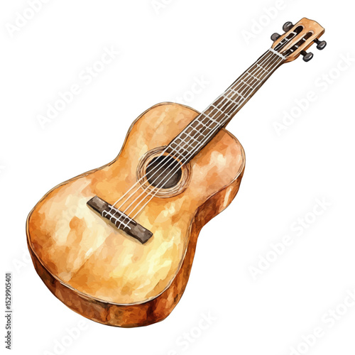 GuitarViolin Strings, watercolor illustration vector, isolated on a white background.