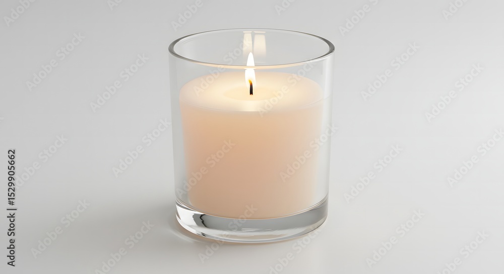 Burning Candle in Glass Isolated on White Background for Calm Meditation and Aromatherapy Spa Relaxation Products and Services Burning Candle in Glass Isolated on White Background for Calm Meditation and Aromatherapy Spa Relaxation Products and Services