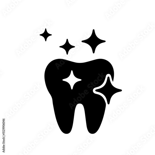 Stylized Shiny Tooth Icon Representing Dental Care and Hygiene for Oral Health and Wellness