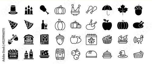 Thanksgiving Icons: A Collection of Festive Symbols and Elements