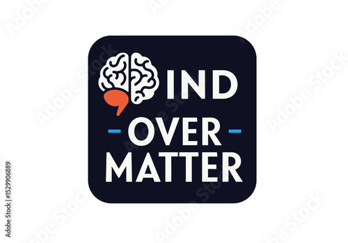 Mind over matter logo isolated on white background, a symbol of mental strength and resilience