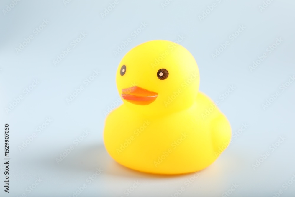 One cute rubber duck on white background, closeup One cute rubber duck on white background, closeup