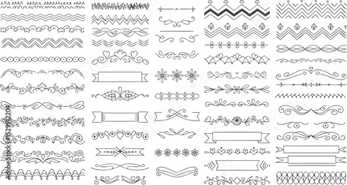 A collection of hand drawn decorative borders and dividers for graphic design and creative projects