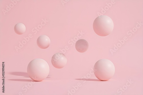 Minimal Abstract 3D Spheres on Soft Pink Background