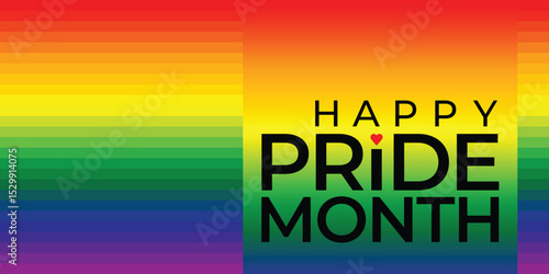 Happy Pride month poster. LGBT, Gay rights. Pride month landing web, banner page template for LGBT rights or social issues event. LGBT Symbols