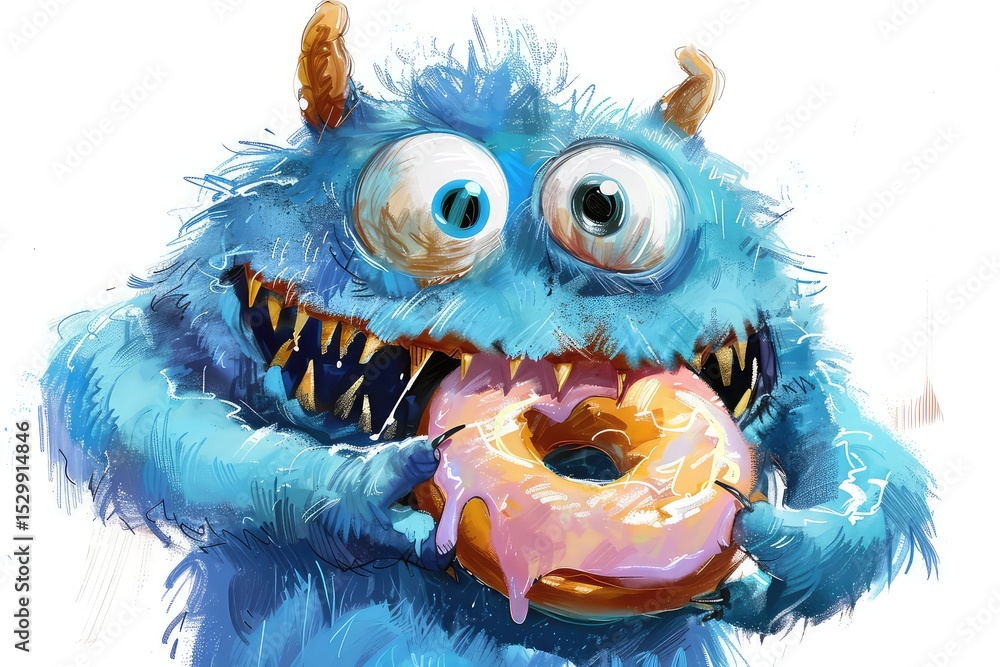Obraz premium A monster eating a donut png white background