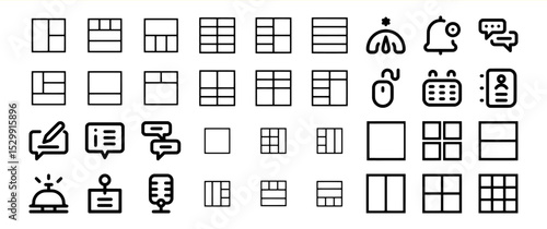 Collection of Grid and UI Icons for Web Design