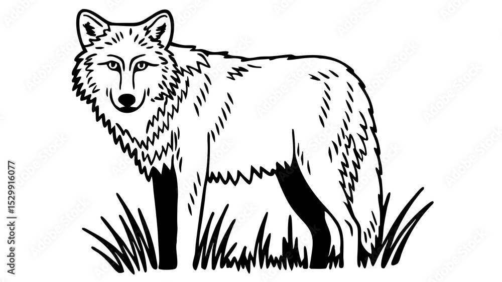 Obraz premium Wolf illustration vector graphic animal drawing outline clipart image design predator canine art wild life