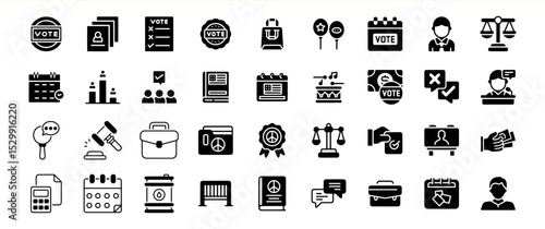 Election and Voting Glyph Icons: A Comprehensive Set for Political Campaigns
