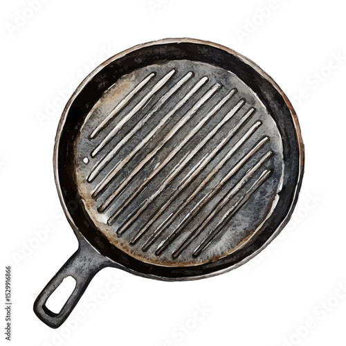 Griddle, watercolor painting vector, isolated on a white background.