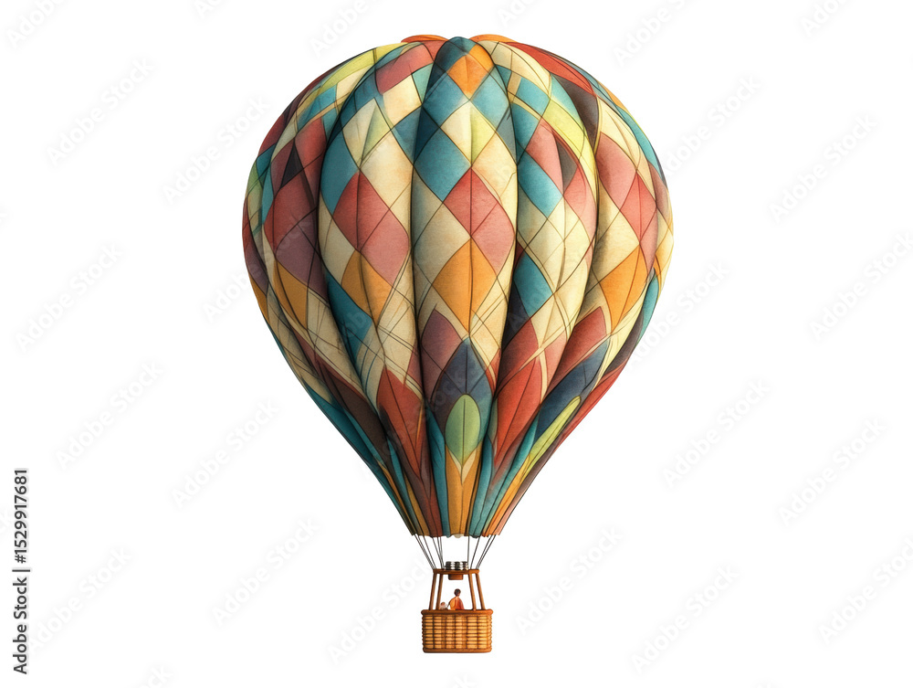 Fototapeta premium Colorful hot air balloon with geometric pattern.
