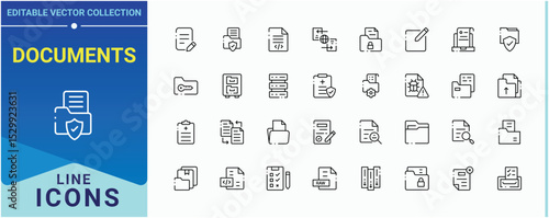 Wallpaper Mural Documents line icon set. Contains such icons as document, form, page, doc, note and more. Files related icon set. Minimal thin line web icons set. Pixel perfect. Editable vector. Torontodigital.ca