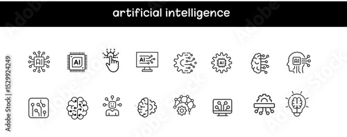 Artificial Intelligence web icons in line style