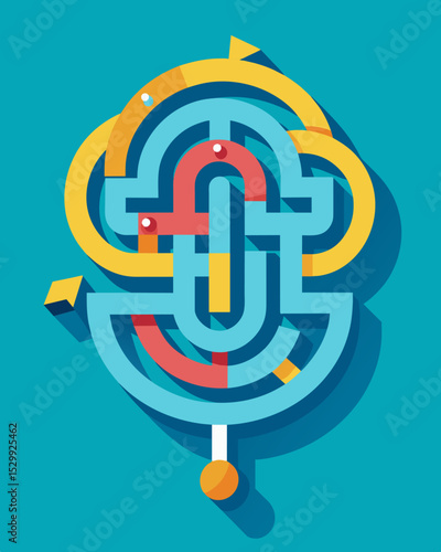 A warren of convoluted paths where even the smallest misfire can cause a ripple effect through the mind.. Vector illustration