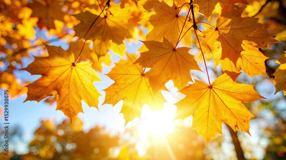 Closeup of Fall leaves with Sun Streaming Behind it Closeup of Fall leaves with Sun Streaming Behind it