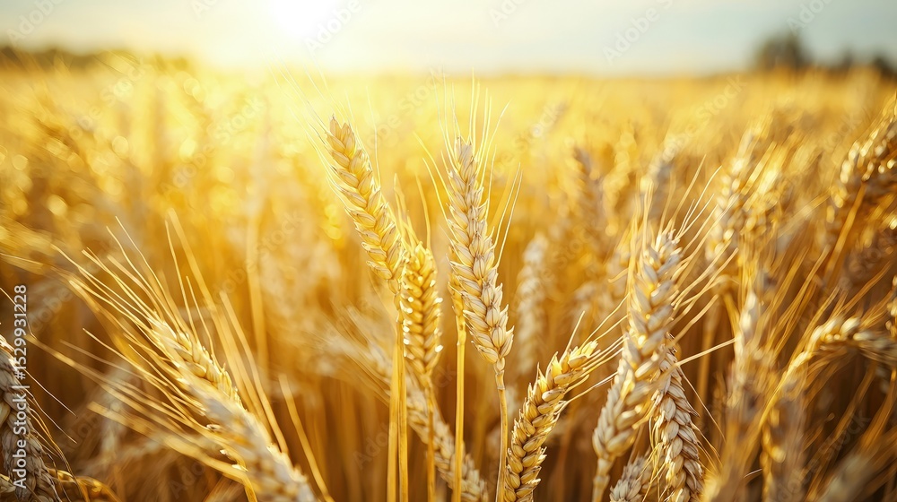 Golden wheat field bathed in sunlight. Golden wheat field bathed in sunlight.