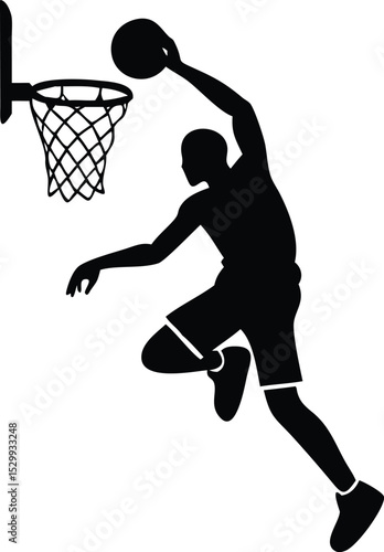 basketball player slam dunk silhouette