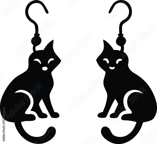 cat earrings laser cut template silhouette 