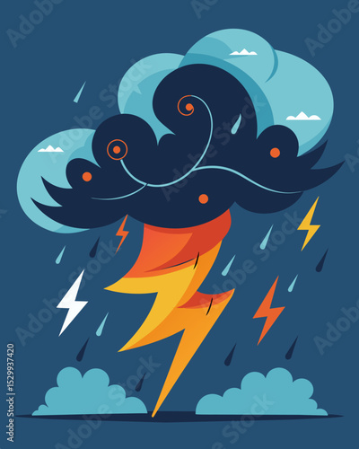 Howling winds whip through the storm carrying with them a constant barrage of negative words and symbols.. Vector illustration
