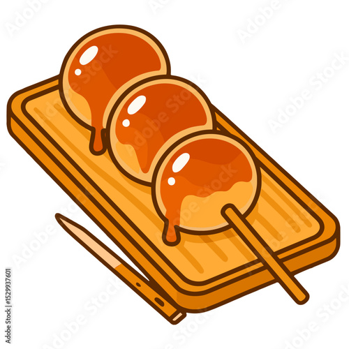 みたらし団子のイラスト（和風トレイ・菓子楊枝付き）