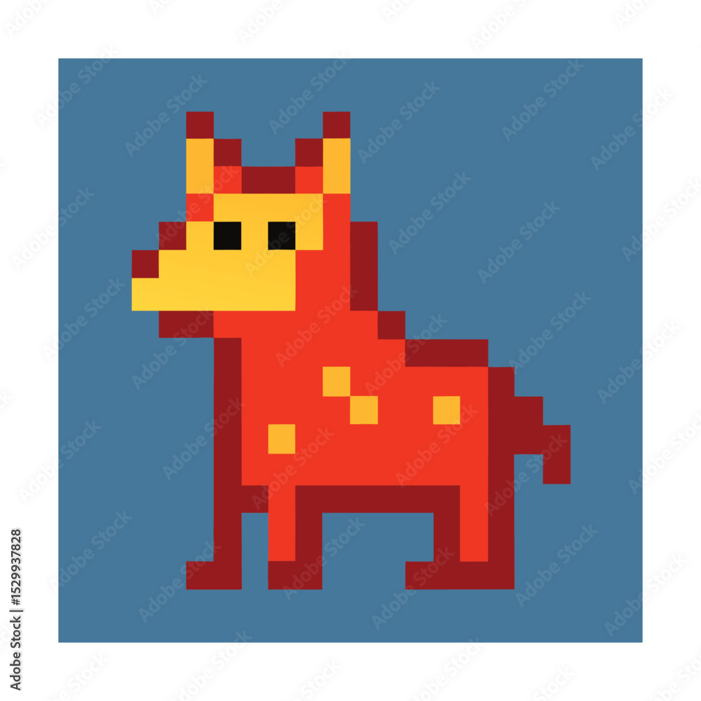 Obraz premium Colorful pixel art illustration of a stylized horse on a blue background