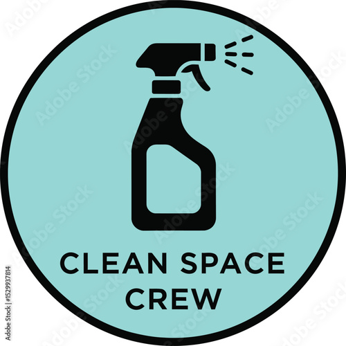 Clean Space Crew Icon: This eye-catching icon depicts a cleaning spray bottle with the words Clean Space Crew, ready for all your cleaning needs.