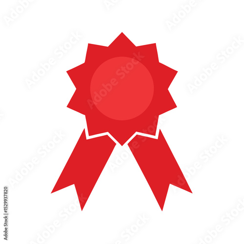 Red Award Ribbon Badge Vector