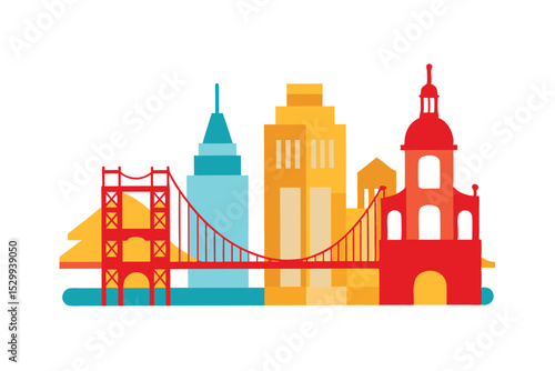 San Francisco Landmarks Illustration