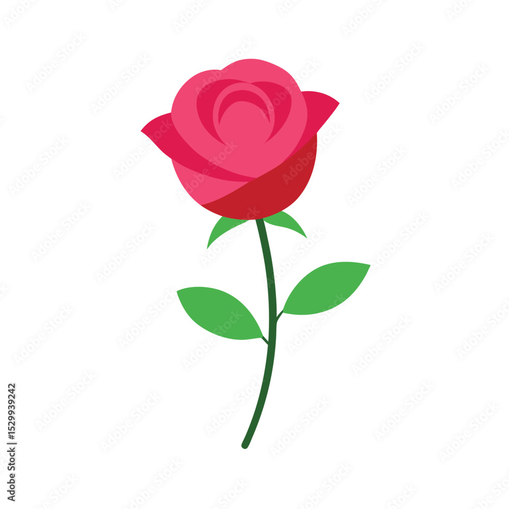 Naklejka premium Single Pink Rose Vector Illustration 
