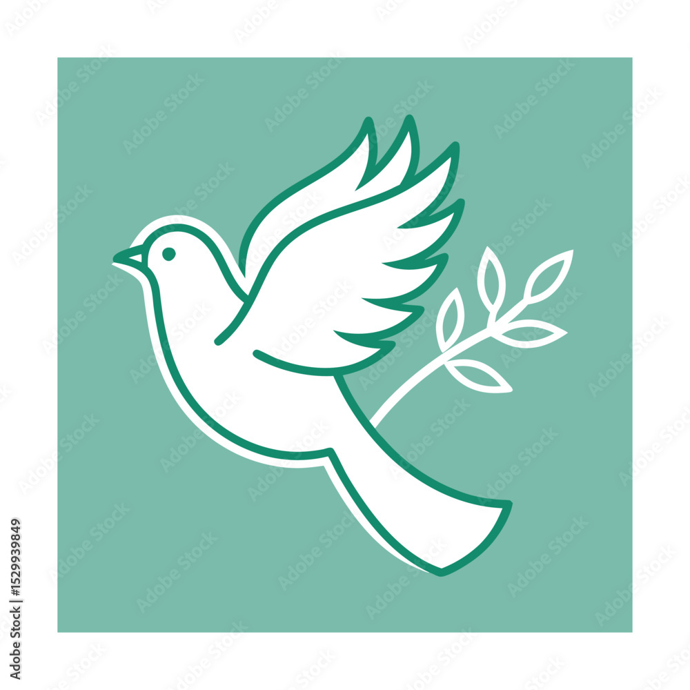 Obraz premium Illustration of a dove carrying olive branch as a symbol of peace and hope in modern design