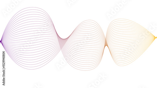 Vector curvy abstract line art wavy flowing dynamic colorful lines white background in concept music or sound, wave, wind, information flow