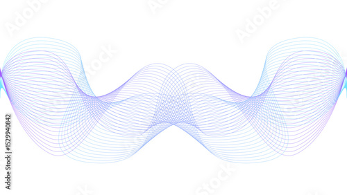 Vector curvy abstract line art wavy flowing dynamic colorful lines white background in concept music or sound, wave, wind, information flow