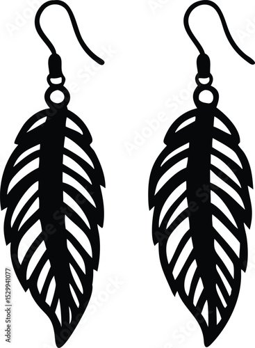 feather laser cut earrings template silhouette 