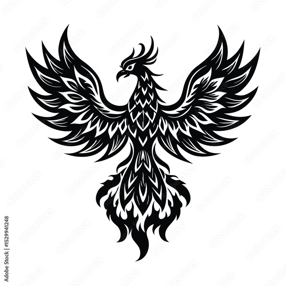 Obraz premium Phoenix bird logo made of flame patterns vector illustration