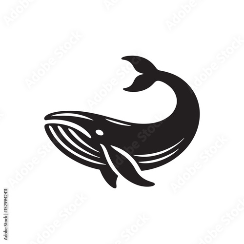 Majestic Humpback Whale Vector Silhouette – Ocean Giant Outline Design for Marine Life Art, Nautical Decor, Sea Animal Clipart, SVG for Crafts and Projects

