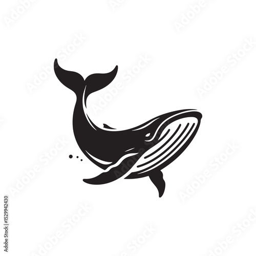 Majestic Humpback Whale Vector Silhouette – Ocean Giant Outline Design for Marine Life Art, Nautical Decor, Sea Animal Clipart, SVG for Crafts and Projects

