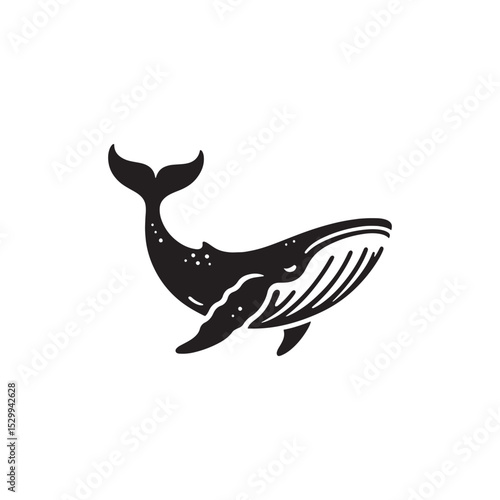 Majestic Humpback Whale Vector Silhouette – Ocean Giant Outline Design for Marine Life Art, Nautical Decor, Sea Animal Clipart, SVG for Crafts and Projects
