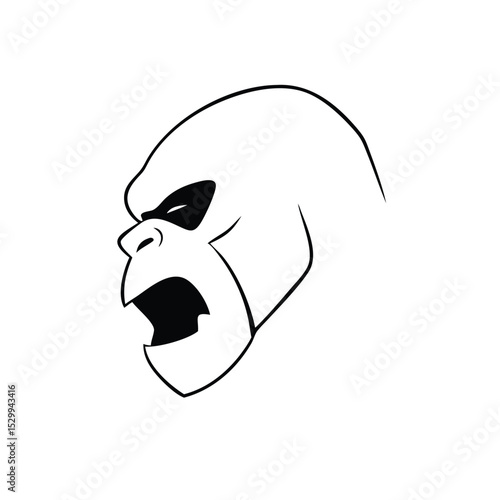 Dynamic brutal gorilla head logo in sketch style vector illustration