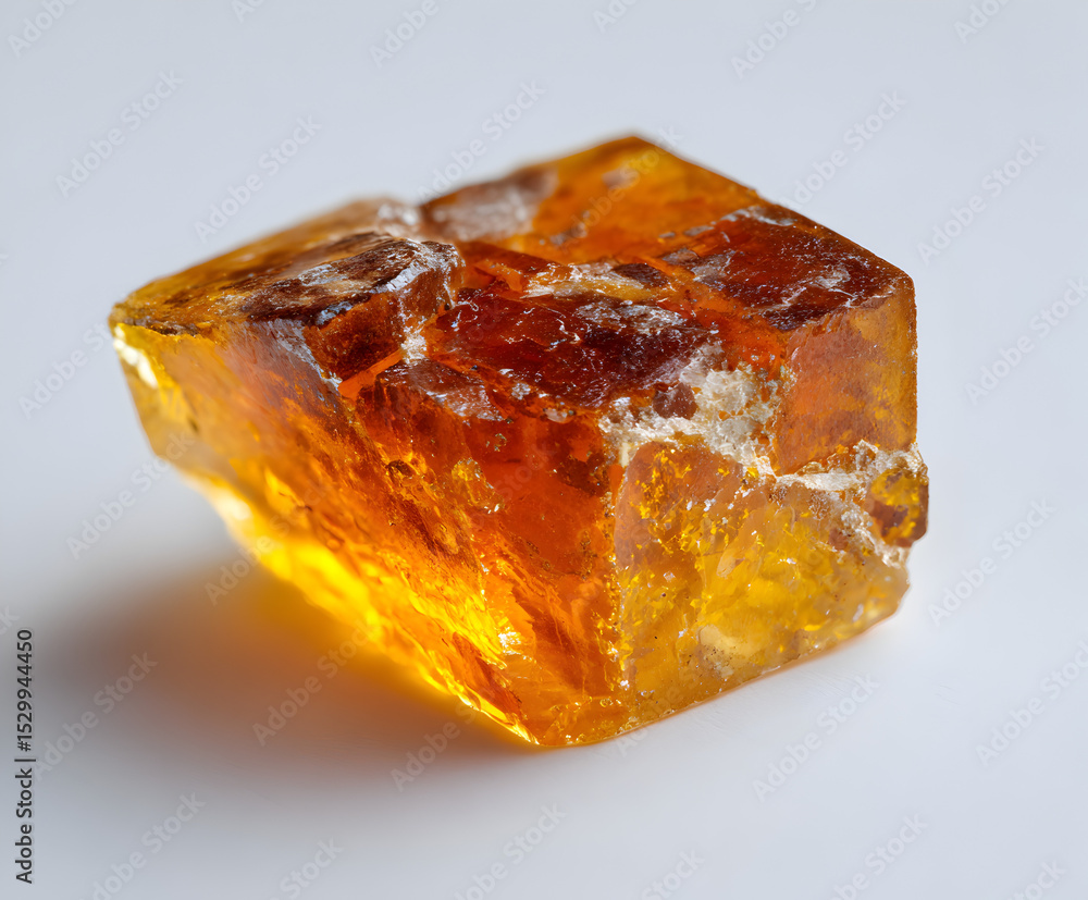 Honey Calcite Crystal Specimen on White Background - Gemstone, Mineral Stone, Healing Crystal, Geology, Collection (Macro Shot) Honey Calcite Crystal Specimen on White Background - Gemstone, Mineral Stone, Healing Crystal, Geology, Collection (Macro Shot)