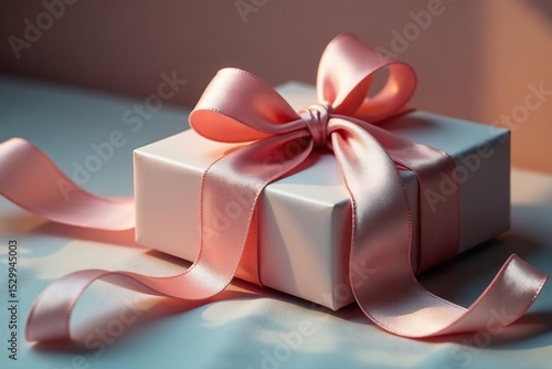 Velvety satin ribbons tie exquisite gifts, soft ambiance , light, warm, luxury